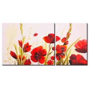 Canvas Print Poppies: Poppies and other flowers