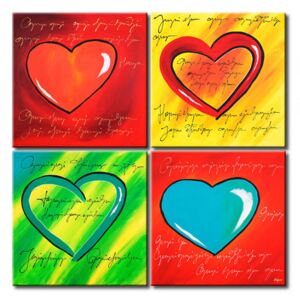 Canvas Print Love: Collection of colourful hearts
