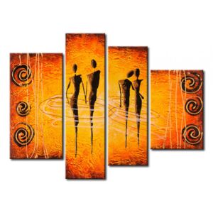 Canvas Print Characters: Two couples - orange
