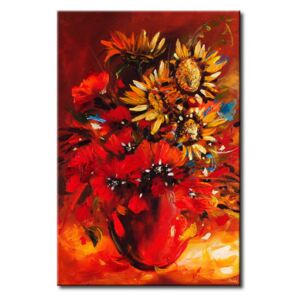 Canvas Print Poppies: Poppies and sunflowers