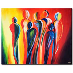 Canvas Print Silhouettes: Colorful crowd