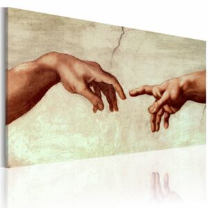 Canvas Print Silhouettes: The creation of Adam: fragment of painting