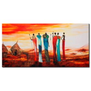 Canvas Print People: A tribe on the outskirs of a village