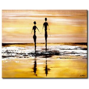 Canvas Print Sunrises and Sunsets: Walking on the beach