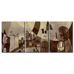 Canvas Print Black and White: City in sepia