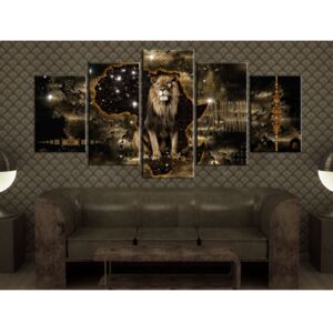 Canvas Print Animals: Golden Lion (5 Parts) Wide