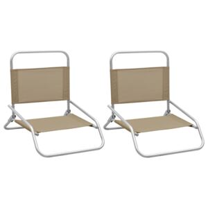 VidaXL Folding Beach Chairs 2 pcs Taupe Fabric