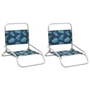 VidaXL Folding Beach Chairs 2 pcs Leaf Print Fabric