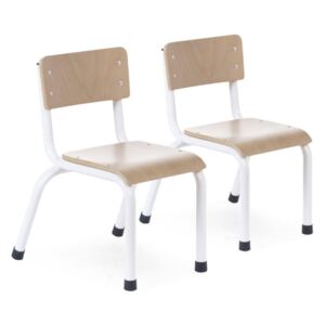 CHILDHOME Kid's Chair 2 pcs Wood Natural and White