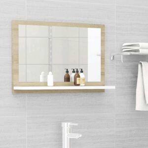VidaXL Bathroom Mirror White and Sonoma Oak 60x10.5x37 cm Chipboard