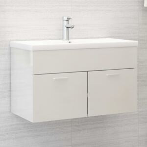 VidaXL Sink Cabinet High Gloss White 80x38.5x46 cm Chipboard