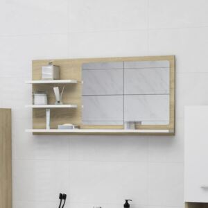 VidaXL Bathroom Mirror White and Sonoma Oak 90x10.5x45 cm Chipboard