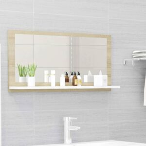 VidaXL Bathroom Mirror White and Sonoma Oak 80x10.5x37 cm Chipboard