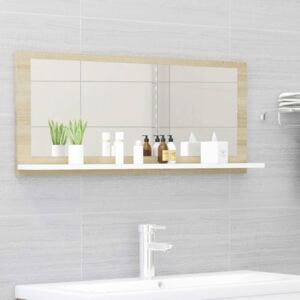VidaXL Bathroom Mirror White and Sonoma Oak 90x10.5x37 cm Chipboard