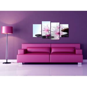 Canvas Print Lilies: White lilies with pink accents