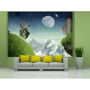 Self-Adhesive Wall Mural Fantasy: Flight over the mountains
