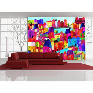 Wall mural For Children: Rainbow-hued town