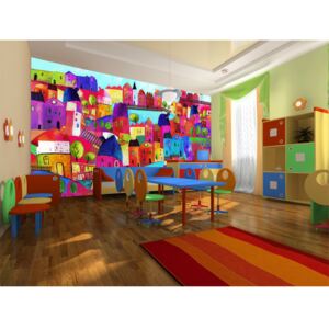 Wall mural For Children: Rainbow-hued town