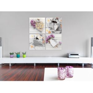 Canvas Print Vintage and Retro: Hearts and flowers