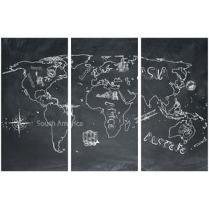 Corkboard Map Decorative Pinboards: Travel broadens the mind (triptych) [Cork Map]