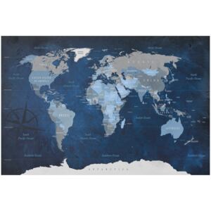 Corkboard Map Decorative Pinboards: Dark Blue World [Cork Map]