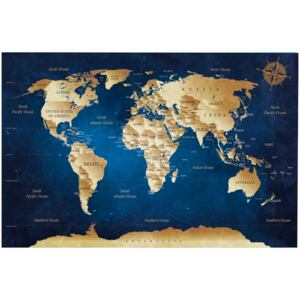 Corkboard Map Decorative Pinboards: World Maps: The Dark Blue Depths [Cork Map]