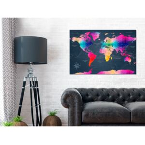 Canvas Print World Maps: Maps: Colourful Crystals