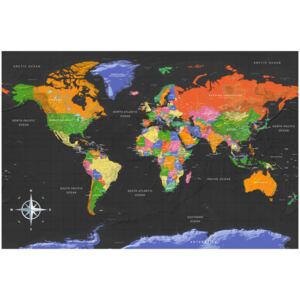 Corkboard Map Decorative Pinboards: World Map: Dark Depth [Cork Map]