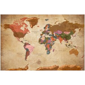 Corkboard Map Decorative Pinboards: World Map: Brown Elegance [Cork Map]