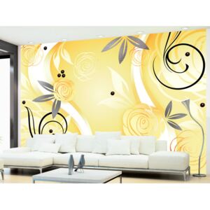 Self-Adhesive Wall Mural Floral Motifs: Yellow roses