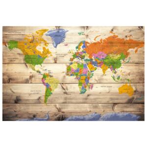 Corkboard Map Decorative Pinboards: Map on wood: Colourful Travels [Cork Map]