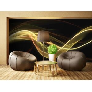 Self-Adhesive Wall Mural Modern: Yellow wave form floating in dark