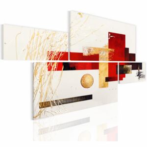Canvas Print Abstract: Plane with red and gold