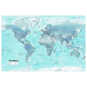 Corkboard Map Decorative Pinboards: World Map: Sky Blue World [Cork Map]