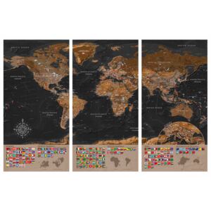 Corkboard Map Decorative Pinboards: World: Brown Map II [Cork Map]
