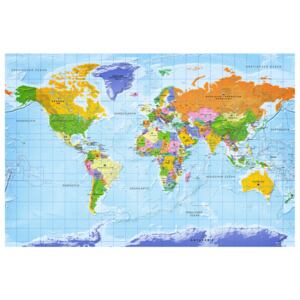Corkboard Map Decorative Pinboards: World Map: Countries Flags [Cork Map - German Text]