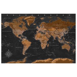 Corkboard Map Decorative Pinboards: Brown World Map [Cork Map - French Text]