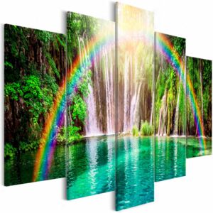 Canvas Print Trees: Rainbow Time (5 Parts) Wide