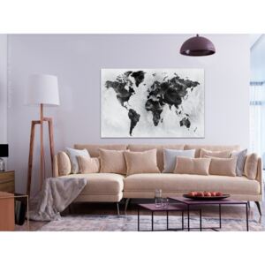 Canvas Print World Maps: Colourless World (1 Part) Wide