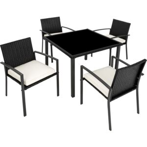 Tectake 403025 rattan garden furniture set meran 4+1 - black