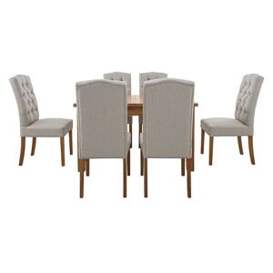 California Solid Oak Rectangular Extending Table and 6 Button Back Upholstered Chairs