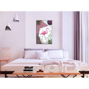 Canvas Print Minimalist: Flamingo Walk (1 Part) Vertical