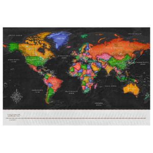 Corkboard Map Decorative Pinboards: Map with Timelime (Black) [Cork Map]