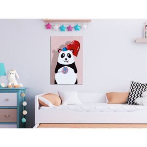 Canvas Print For Children: Panda with a Balloon (1 Part) Vertical