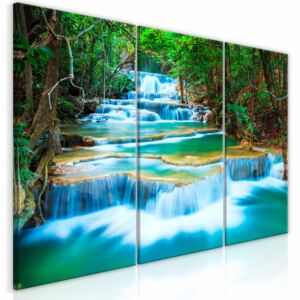 Canvas Print Forest: Waterfall in Kanchanaburi (3 Parts)