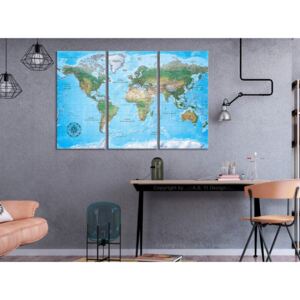 Canvas Print World Maps: Traditional Cartography (3 Parts) Italian Text