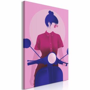 Canvas Print Women: Girl on Scooter (1 Part) Vertical