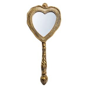 Maxine Antique Style Heart Shape Hand Mirror in Brass