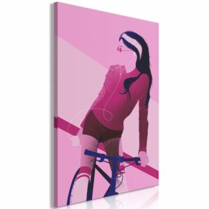 Canvas Print Women: Woman on Bicycle (1 Part) Vertical