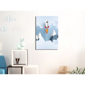 Canvas Print For Children: Rocket in the Clouds (1 Part) Vertical
